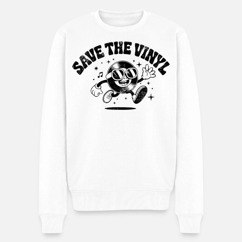 Save the Vinyl - Männer Premium Bio Pullover - Weiß