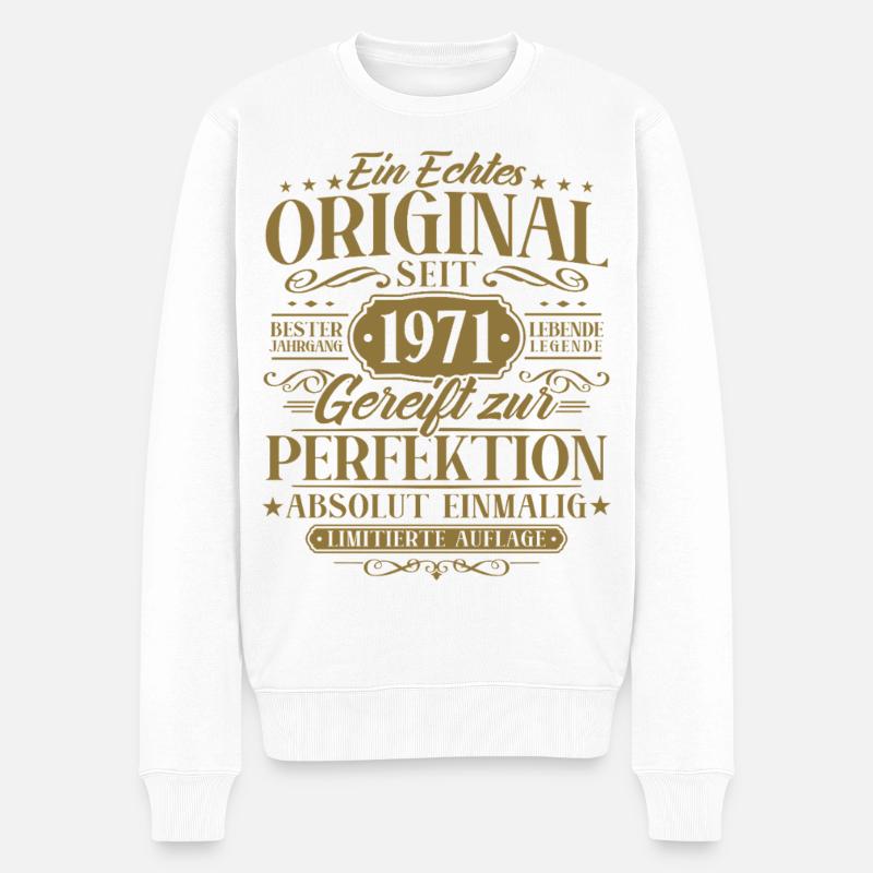 Original 1971 Retro Vintage Geburtstag Geschenk - Männer Premium Bio Pullover - Weiß