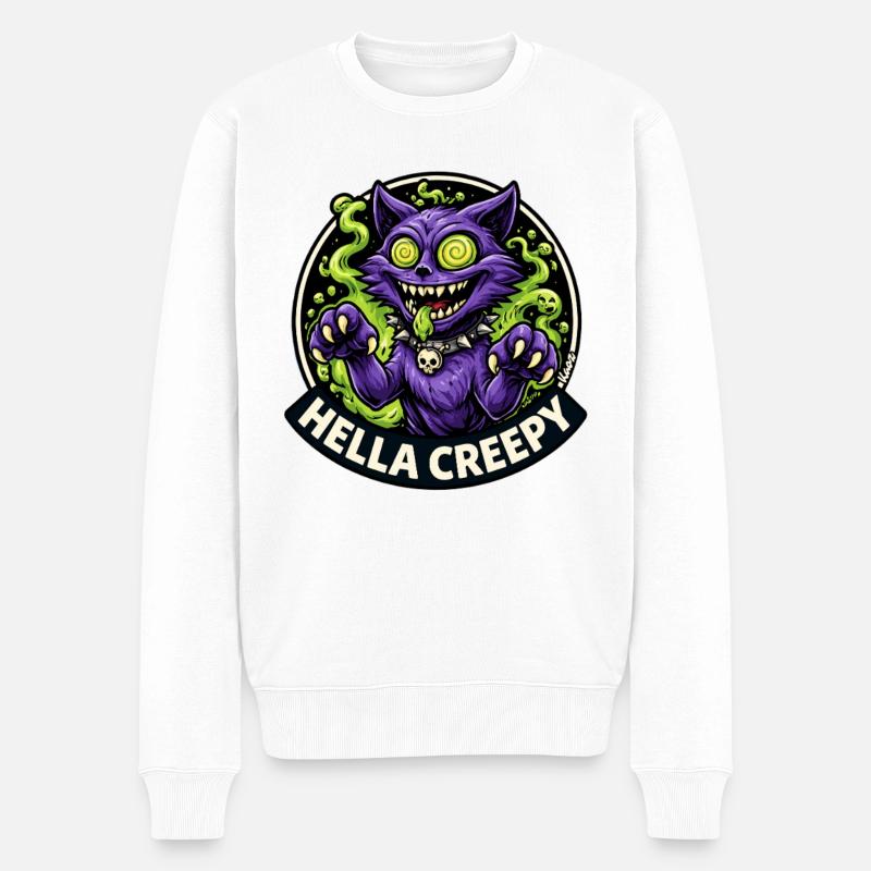 Un chat néon flippant - Pull Premium bio Homme - blanc