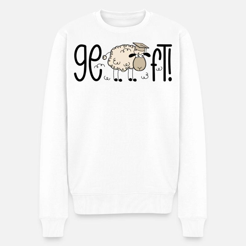 Færdig! Funny Sheep Doctoral Hat dimissionsudgave 2026 - Økologisk premium-sweatshirt til mænd - hvid