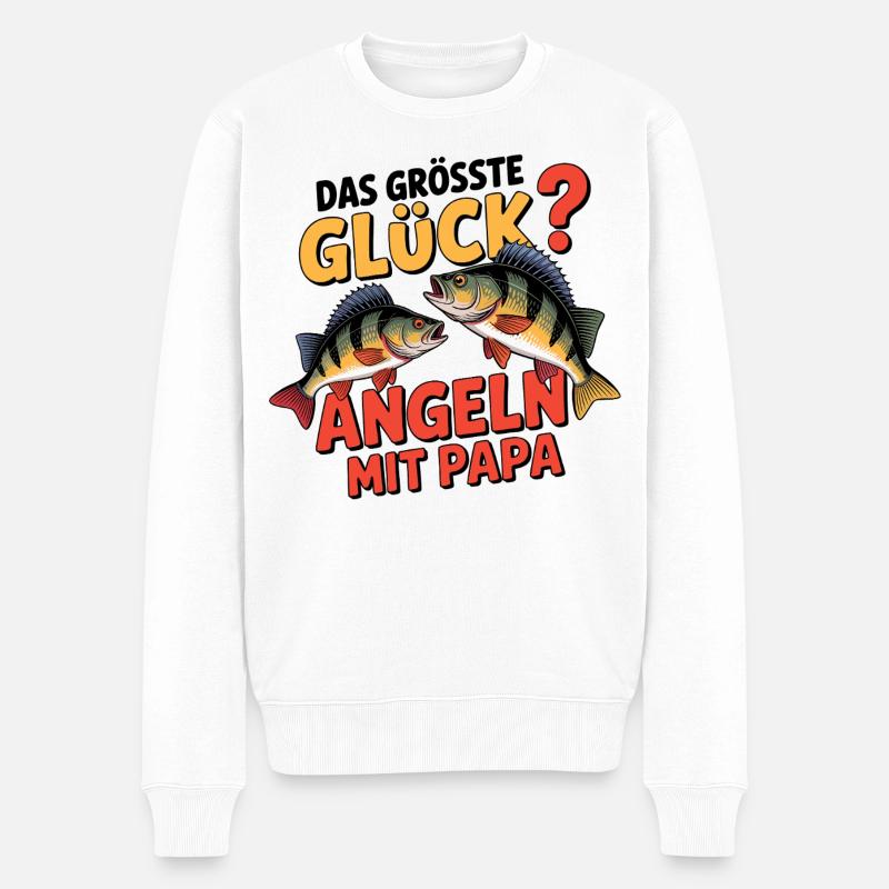 Angeln mit Papa - Männer Premium Bio Pullover - Weiß