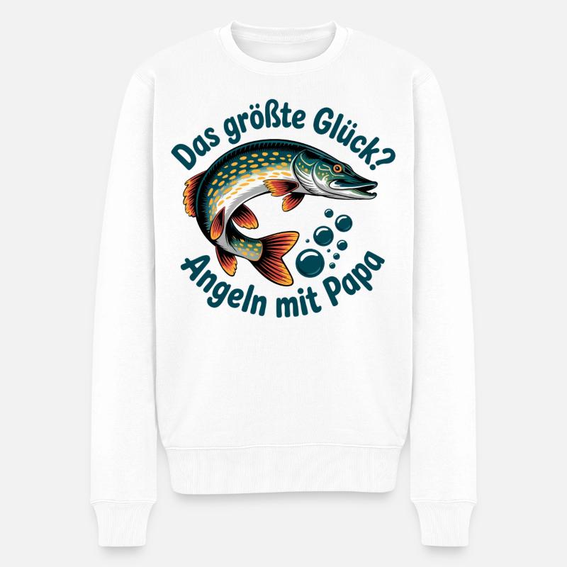 Papa Angler Geschenk - Männer Premium Bio Pullover - Weiß