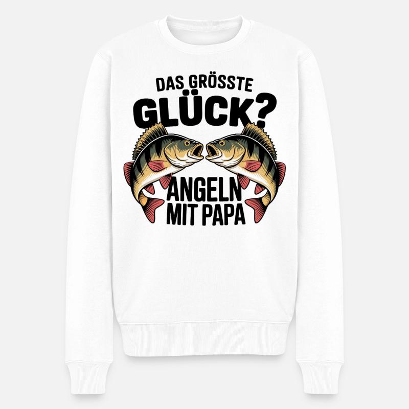 Angeln mit Papa - Männer Premium Bio Pullover - Weiß