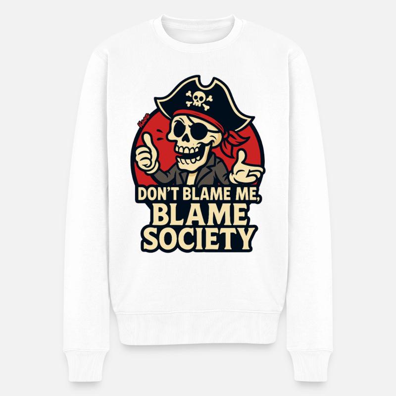 Tee Satire du Crâne de Pirate - Pull Premium bio Homme - blanc