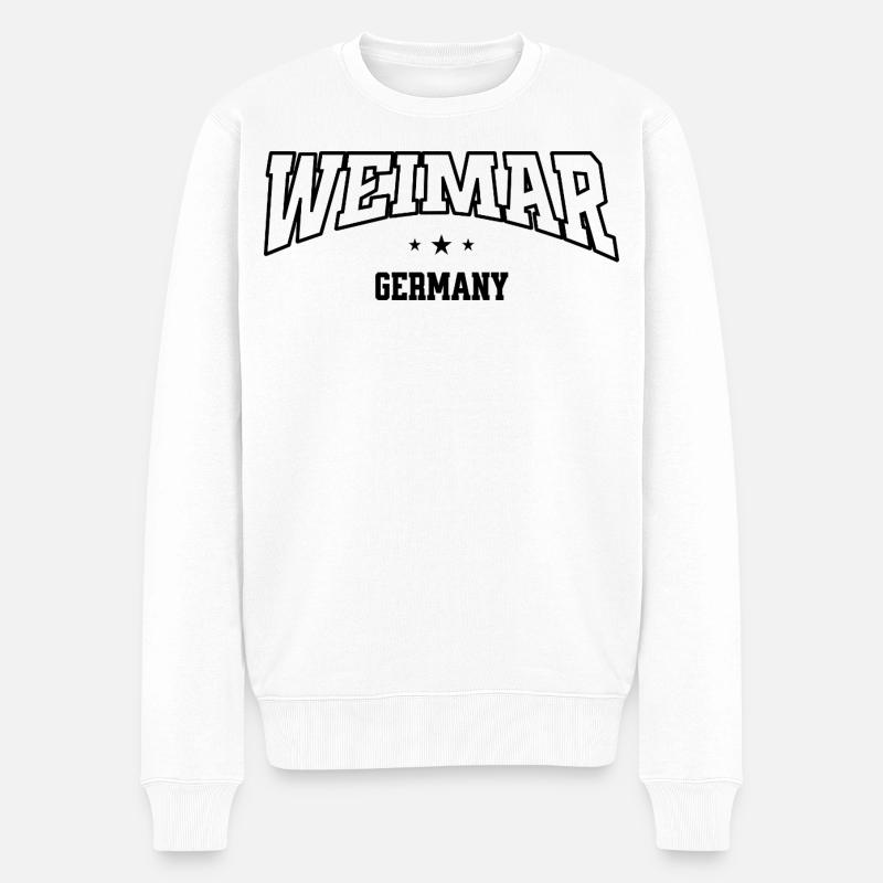 Weimar Schriftzug College Style Retro - Männer Premium Bio Pullover - Weiß