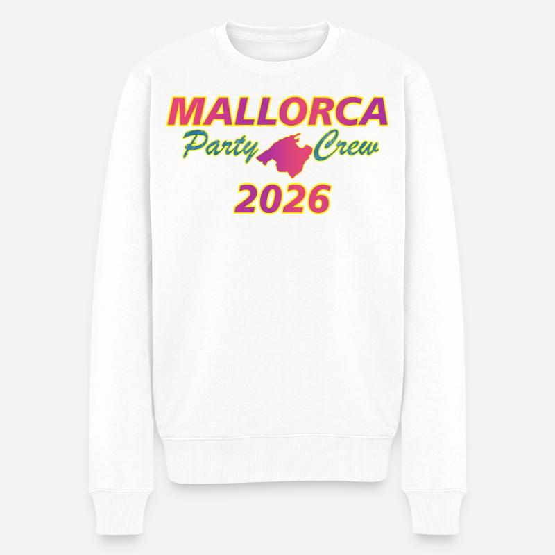 Mallorca, Party Crew - Männer Premium Bio Pullover - Weiß