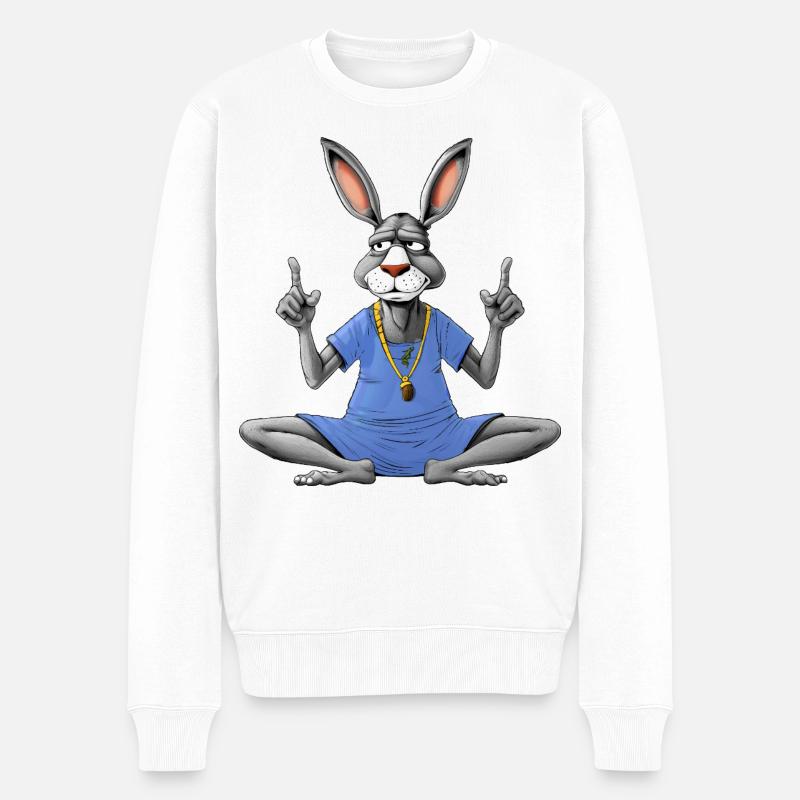 Esel Yoga - Männer Premium Bio Pullover - Weiß