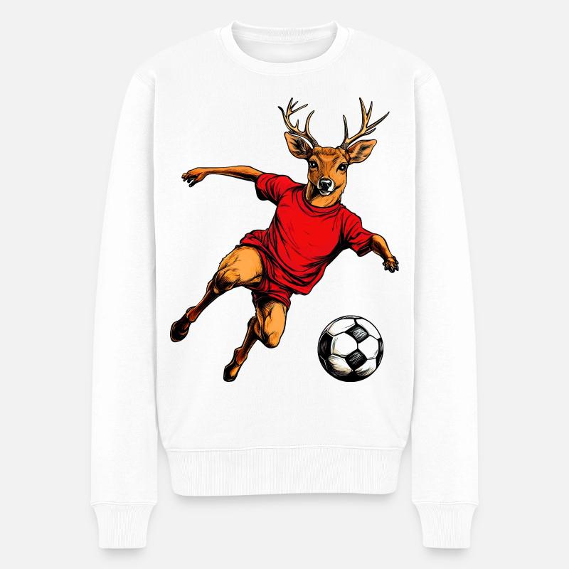 Fussball Hirsch - Männer Premium Bio Pullover - Weiß