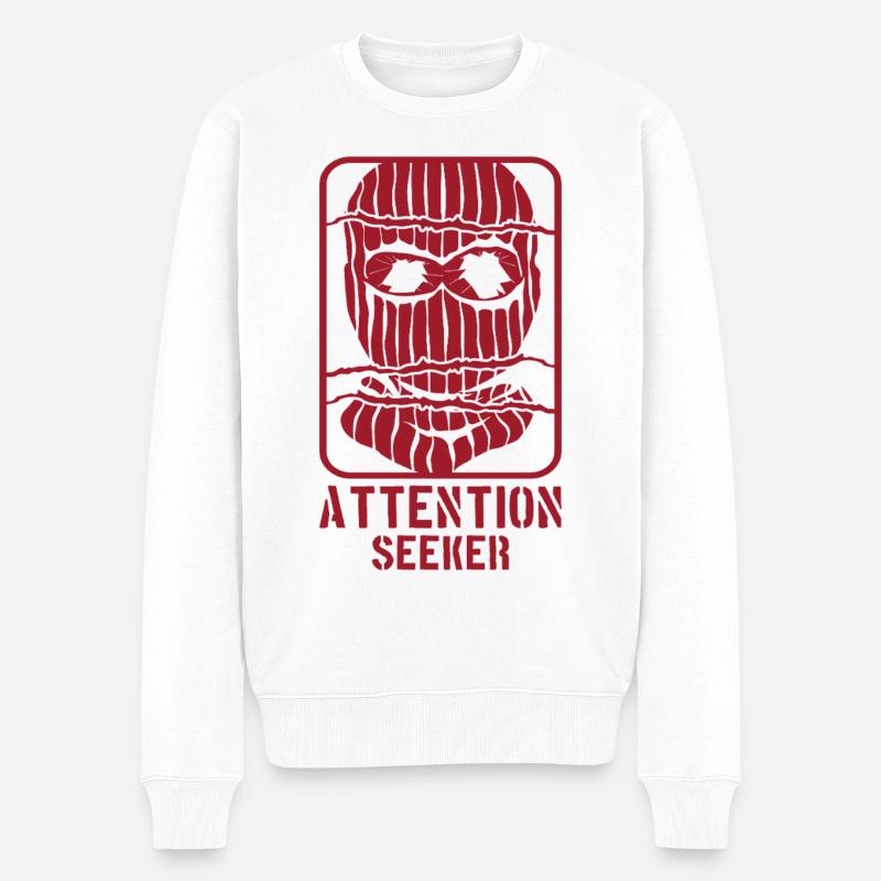 Masque de chercheur d’attention style rebelle - Pull Premium bio Homme - blanc