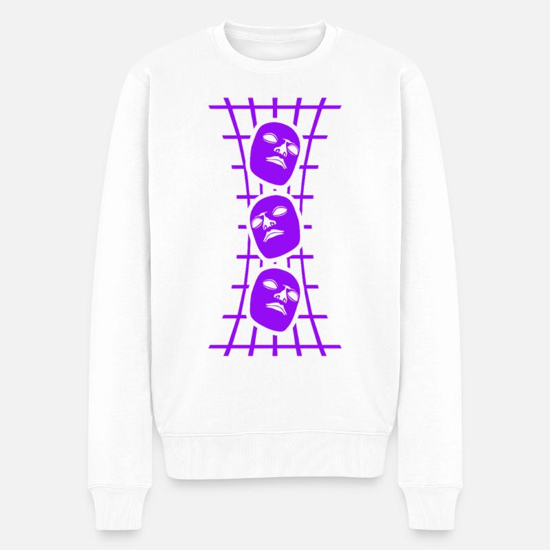 Masken Gitter Abstrakt Kunst - Männer Premium Bio Pullover - Weiß