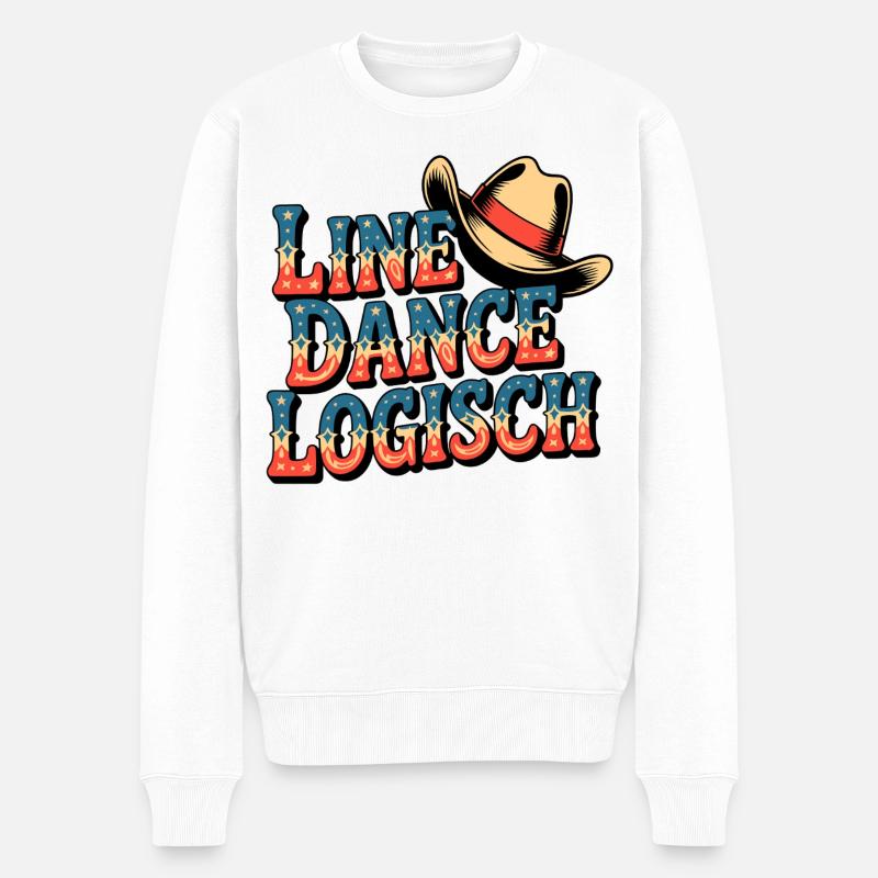 Line Dance Logisch - Männer Premium Bio Pullover - Weiß