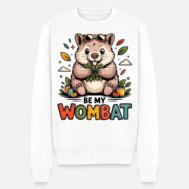 Süßer Wombat Love - Männer Premium Bio Pullover - Weiß