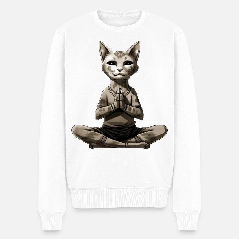 Yoga pour chat - Pull Premium bio Homme - blanc