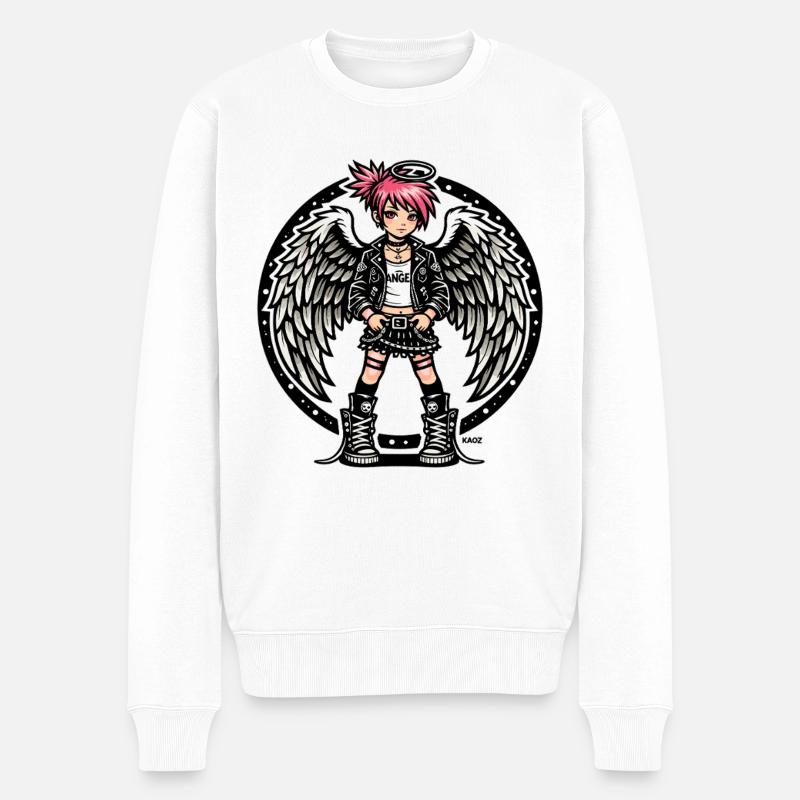 Punk Angel Rebel - Männer Premium Bio Pullover - Weiß