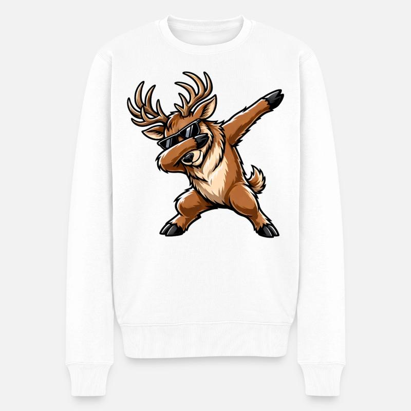 Dabbing Hirsch - Männer Premium Bio Pullover - Weiß
