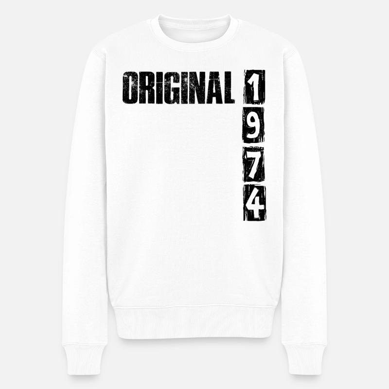 Vintage 1974 - Männer Premium Bio Pullover - Weiß