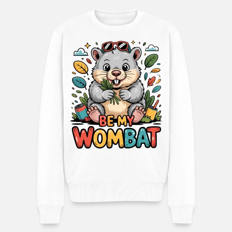 Süßer Wombat Love - Männer Premium Bio Pullover - Weiß