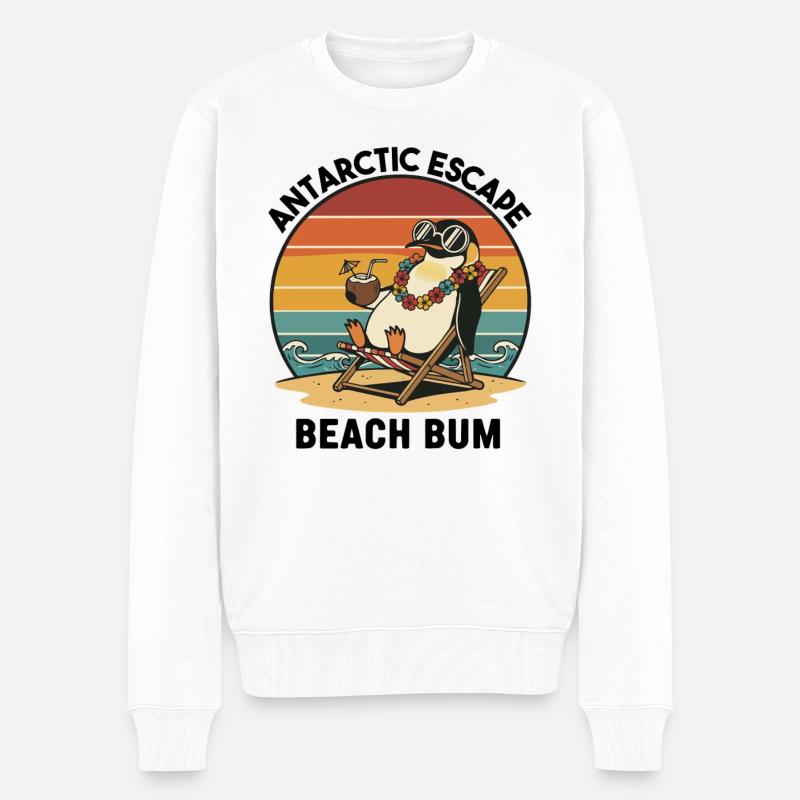 Pingouin Plage Rétro Beach Bum - Pull Premium bio Homme - blanc