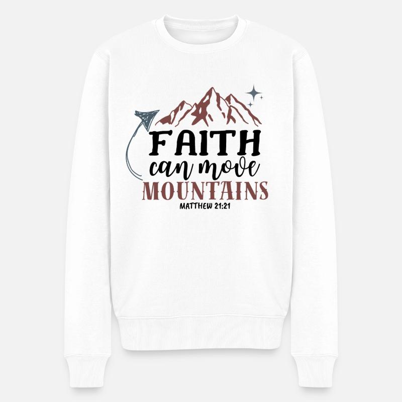 Glaube kann Berge versetzen – Rustikale Illustration - Männer Premium Bio Pullover - Weiß