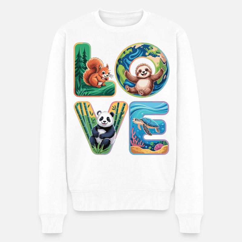 T-Shirt Panda Faultier Schildkröte Eichhörnchen - Männer Premium Bio Pullover - Weiß