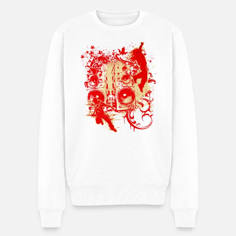 Splash Sonore Rouge DJ - Pull Premium bio Homme - blanc