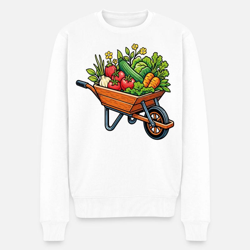 Gemüseernte im Gemüsegarten im Schubkarren - Männer Premium Bio Pullover - Weiß