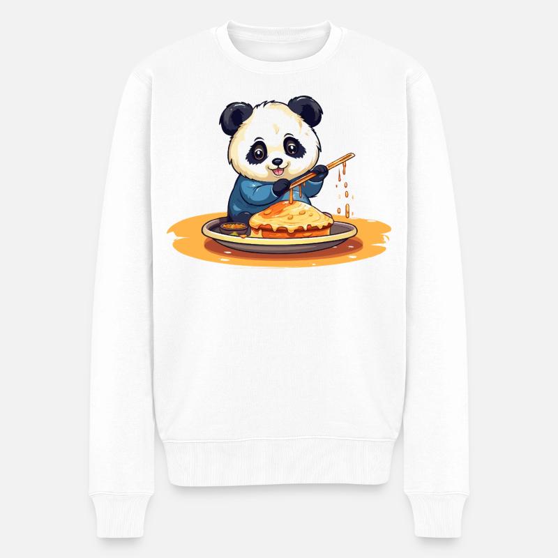 Panda Cooking Pancakes - Pull Premium bio Homme - blanc