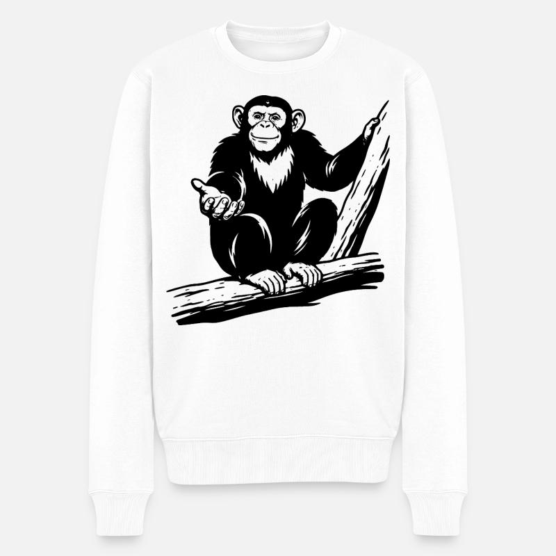 Schimpanse - Männer Premium Bio Pullover - Weiß