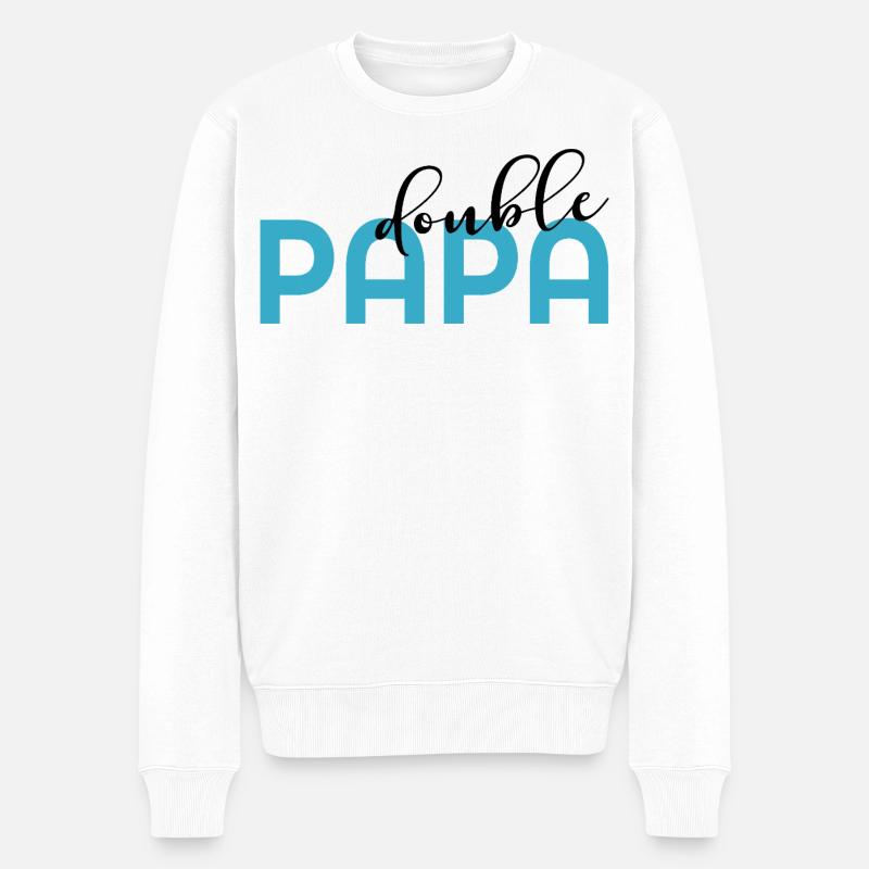 Vater von zwei Kindern - Männer Premium Bio Pullover - Weiß