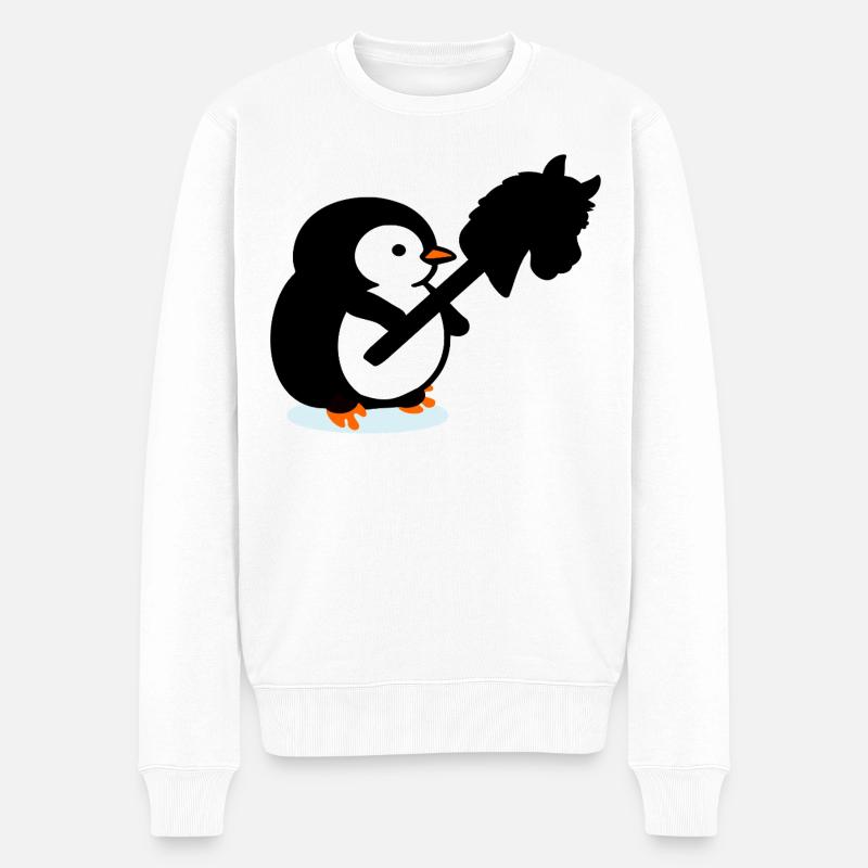 Hobby Horsing Kinder Pinguin - Männer Premium Bio Pullover - Weiß