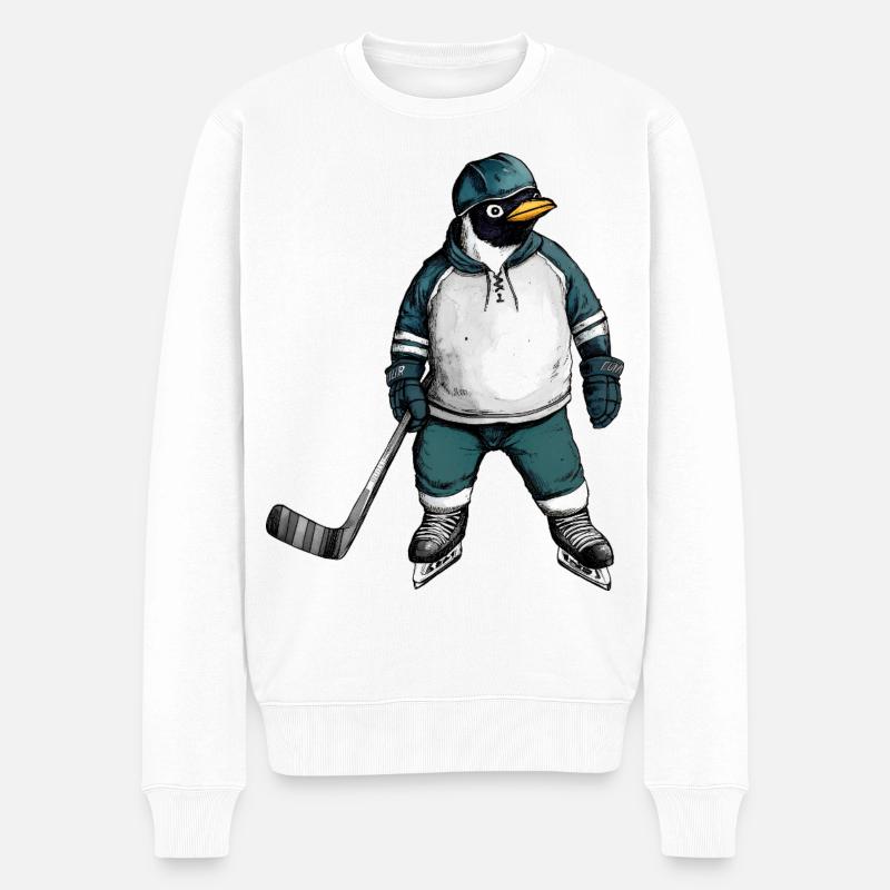 Eishockey Pinguin - Männer Premium Bio Pullover - Weiß