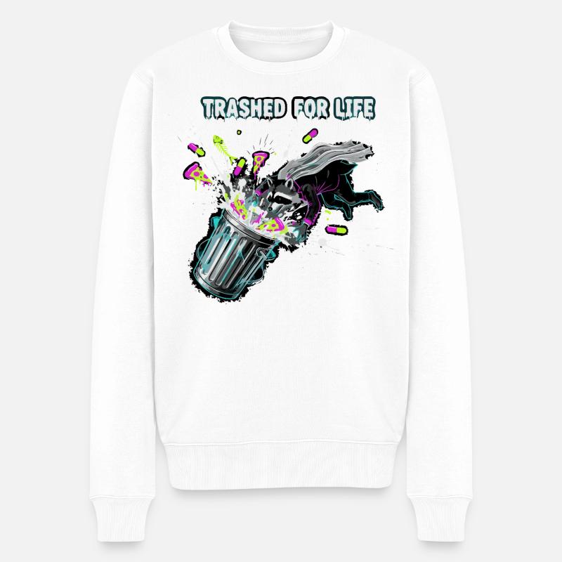 Trashed for Life Waschbär - Männer Premium Bio Pullover - Weiß