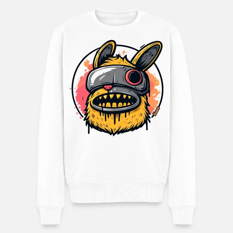 Monstre Lapin Masqué Néon - Pull Premium bio Homme - blanc