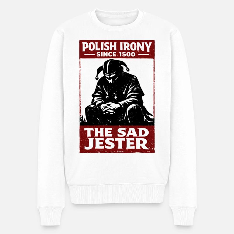 Ironie polonaise Stańczyk le bouffon triste - Pull Premium bio Homme - blanc
