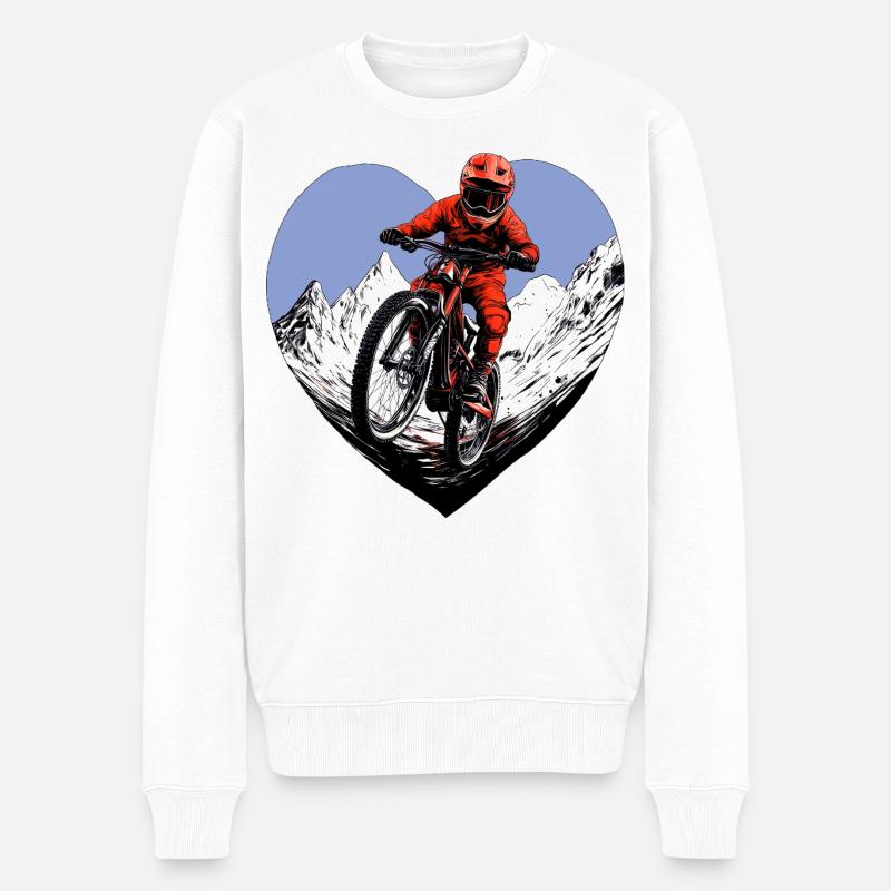 Mountainbike Liebe - Männer Premium Bio Pullover - Weiß