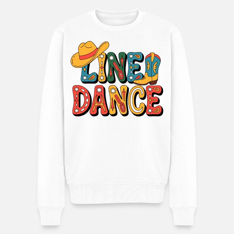 Line Dance Western Fiesta - Männer Premium Bio Pullover - Weiß