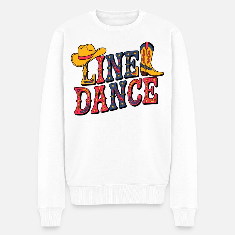 Line Dance Western Illustration - Männer Premium Bio Pullover - Weiß