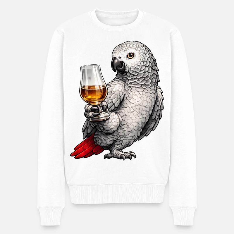 Whisky perroquet gris d’Afrique - Pull Premium bio Homme - blanc