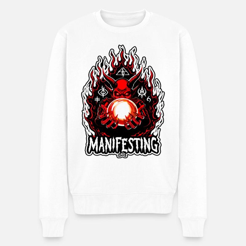 Flammengebundener Manifestierender Dämon - Männer Premium Bio Pullover - Weiß