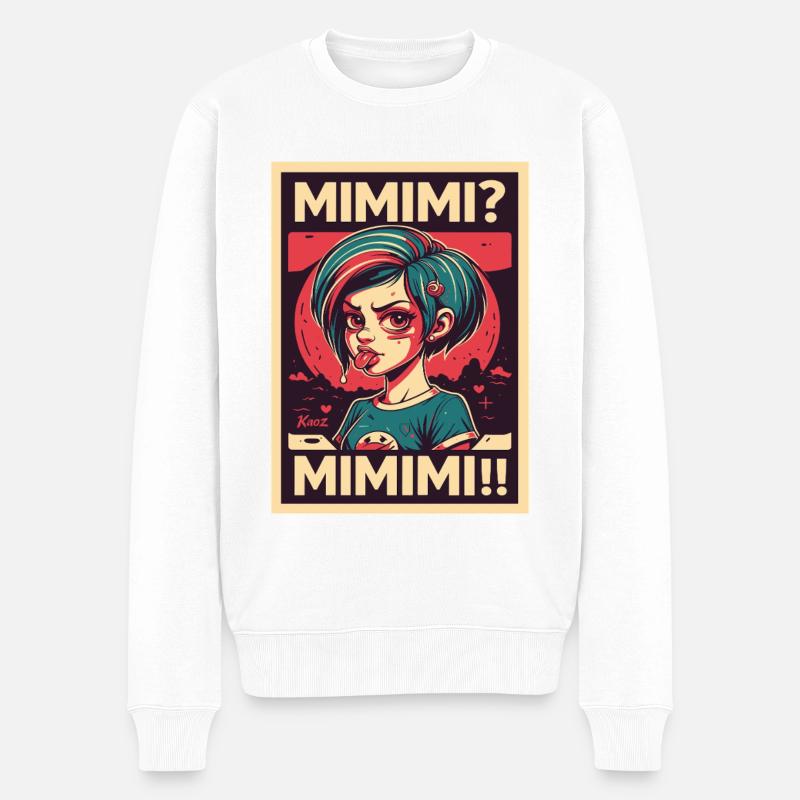 MIMIMI Pop Art Girl - Männer Premium Bio Pullover - Weiß