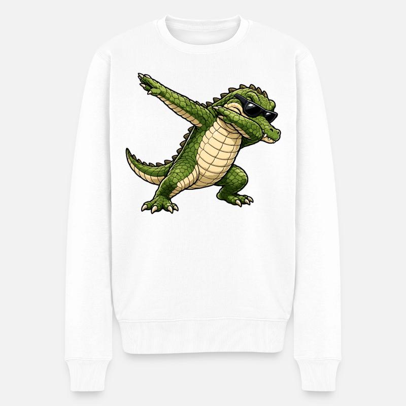 Dabbing Krokodil - Männer Premium Bio Pullover - Weiß