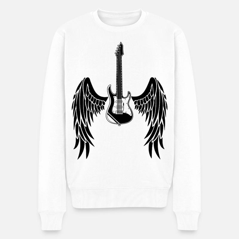 Guitare ailée noire - Pull Premium bio Homme - blanc