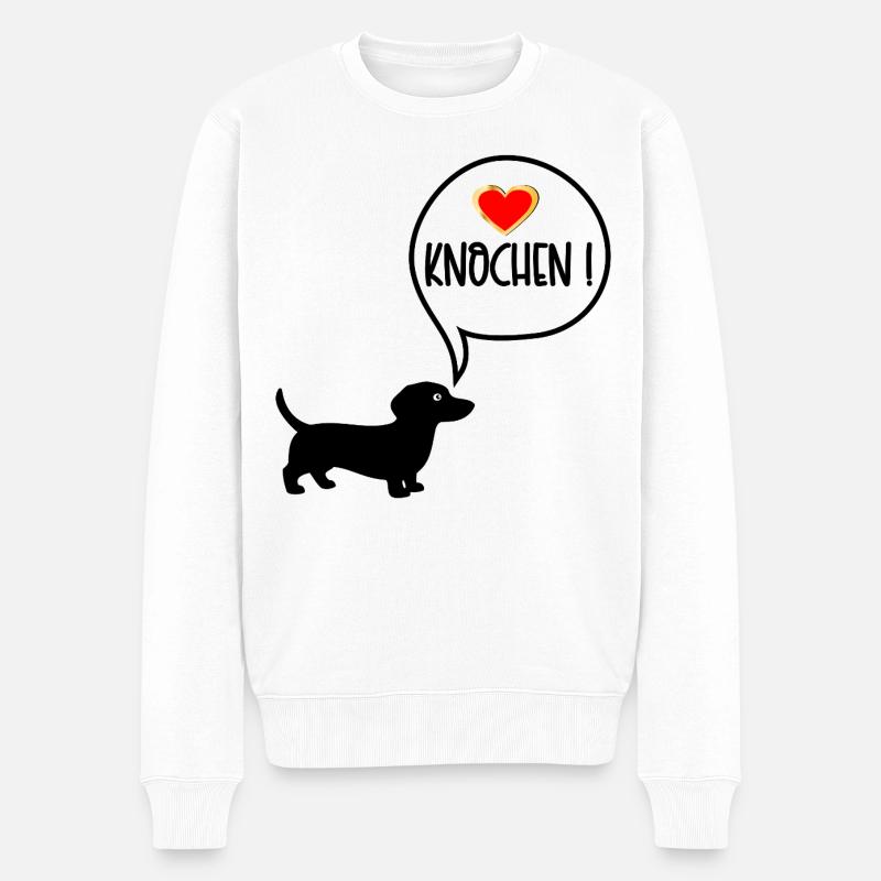 Dackel Hundefutter - Männer Premium Bio Pullover - Weiß