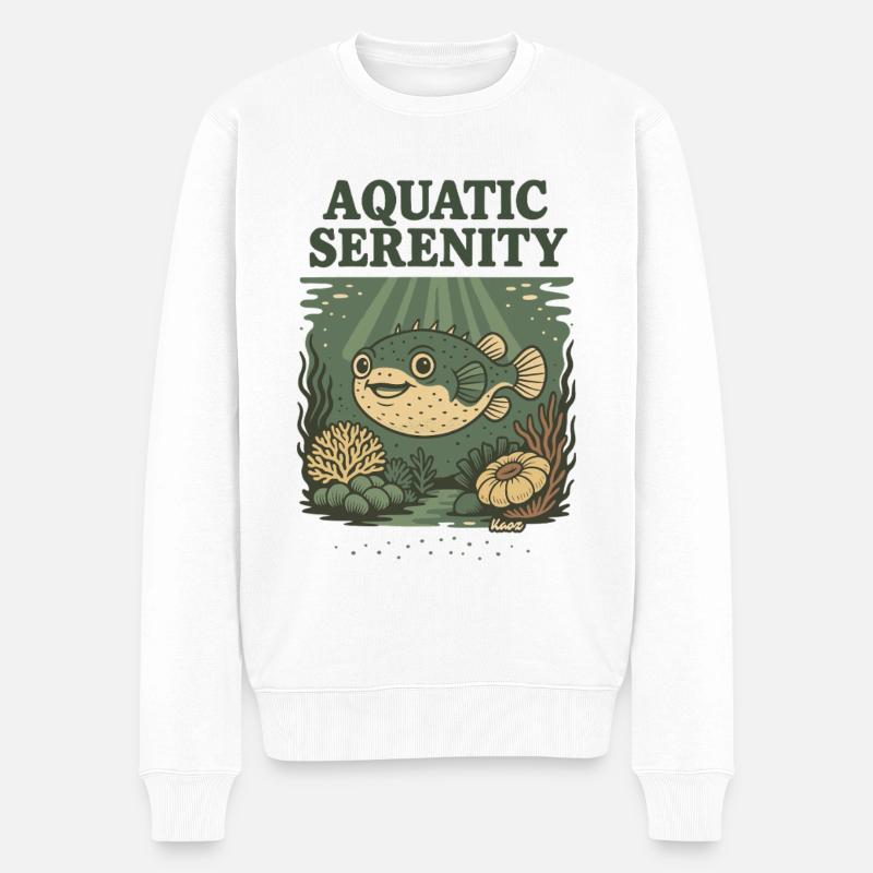 Poisson-globe aquatique Serenity - Pull Premium bio Homme - blanc