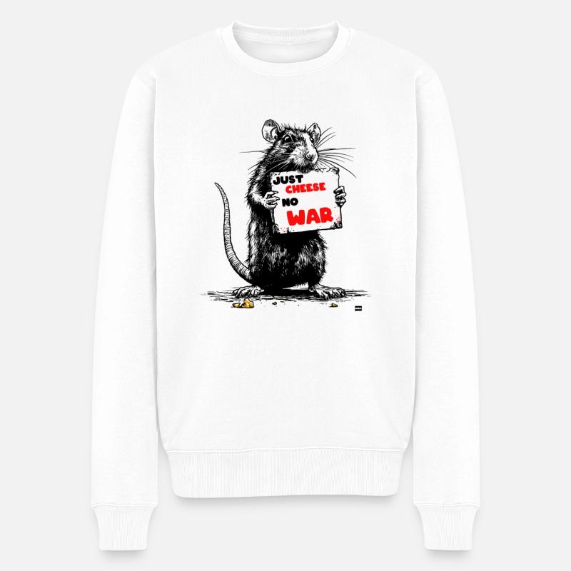 Just Cheese No War Slogan - Männer Premium Bio Pullover - Weiß