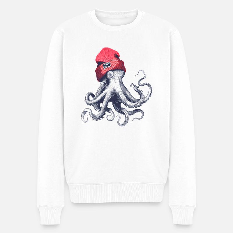 Pillepalle Oktopus - Männer Premium Bio Pullover - Weiß