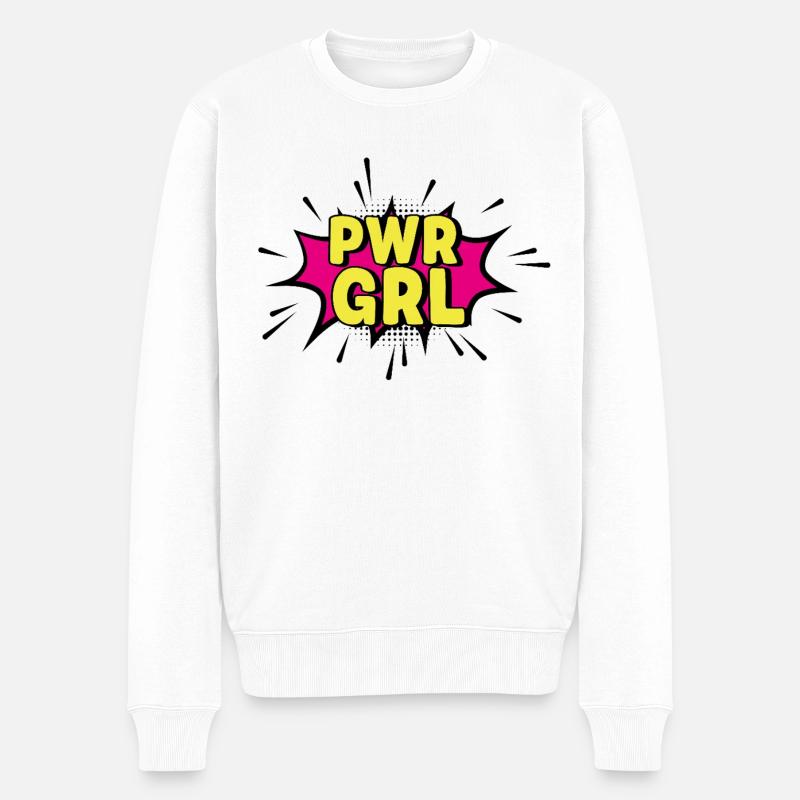 POWER_GIRL - Männer Premium Bio Pullover - Weiß