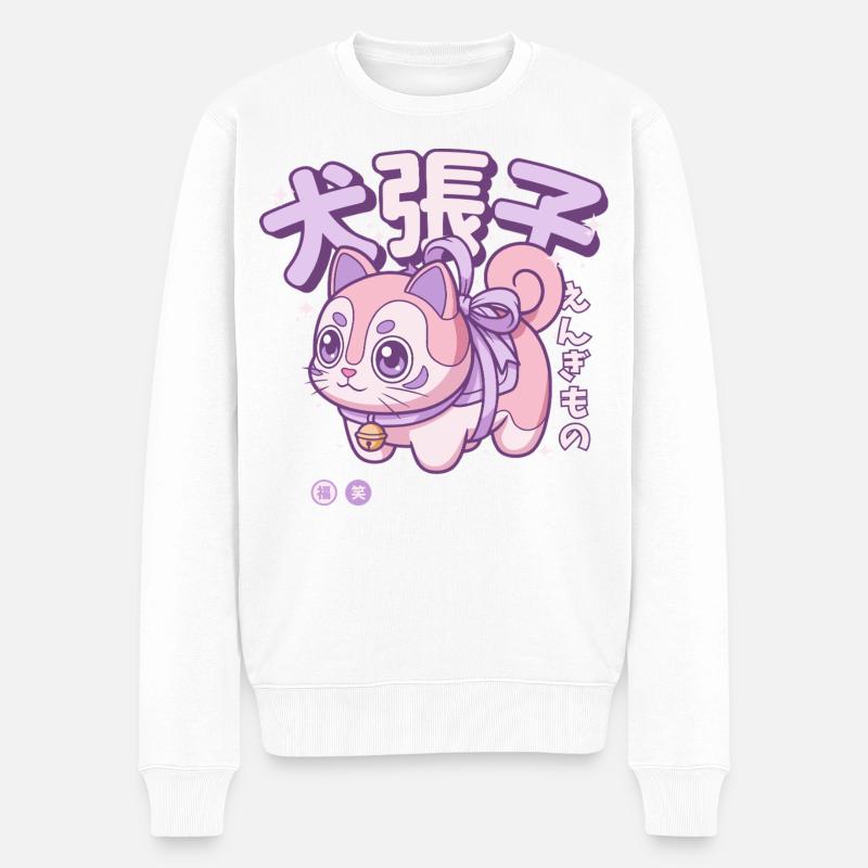 Inu Hariko Glücksbringer  - Männer Premium Bio Pullover - Weiß