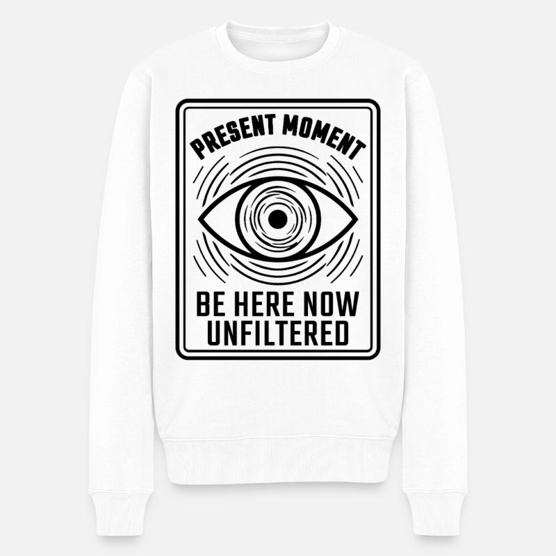 Auge Achtsamkeit Present Moment - Männer Premium Bio Pullover - Weiß