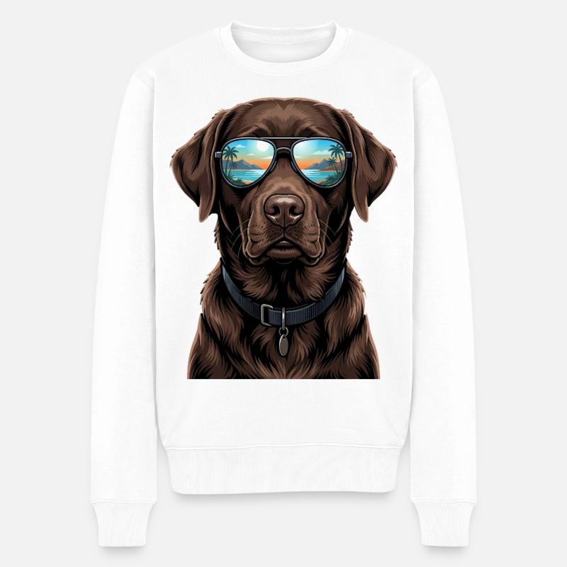 Chien Labrador Retriever - Pull Premium bio Homme - blanc